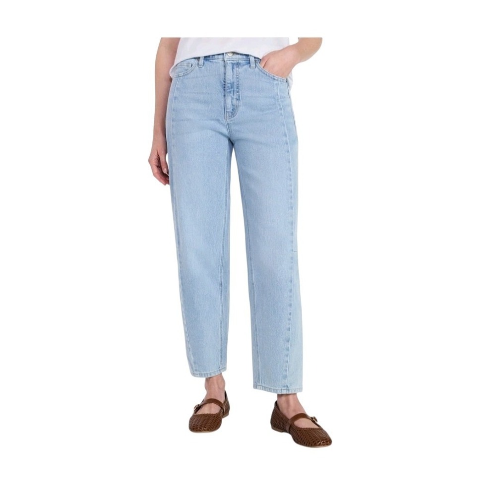 High Rise Barrel Leg Jeans 28" Inseam Light Wash Womens Size 14 New NWT - Picture 2 of 11